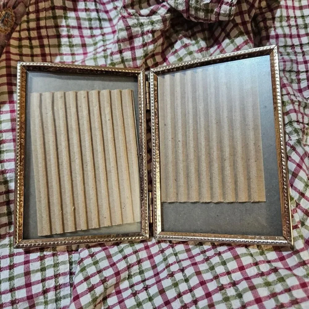 vintage cottagecore whimsigoth folding small brass double frame